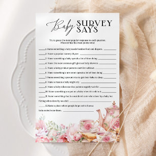 Baby Feud Survey Says Floral Tea Baby Shower Game