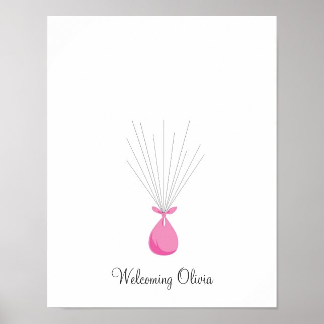 Baby Fingerprint Balloons - Pink Poster (Front)