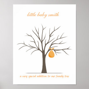 Baby Fingerprint Tree - Orange Poster