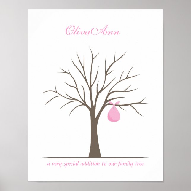 Baby Fingerprint Tree - Pink Poster (Front)