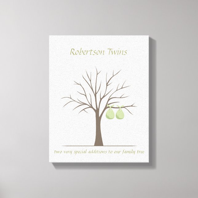 Baby Fingerprint Tree – Twins Canvas Print (Front)