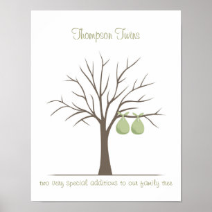 Baby Fingerprint Tree - Twins Poster