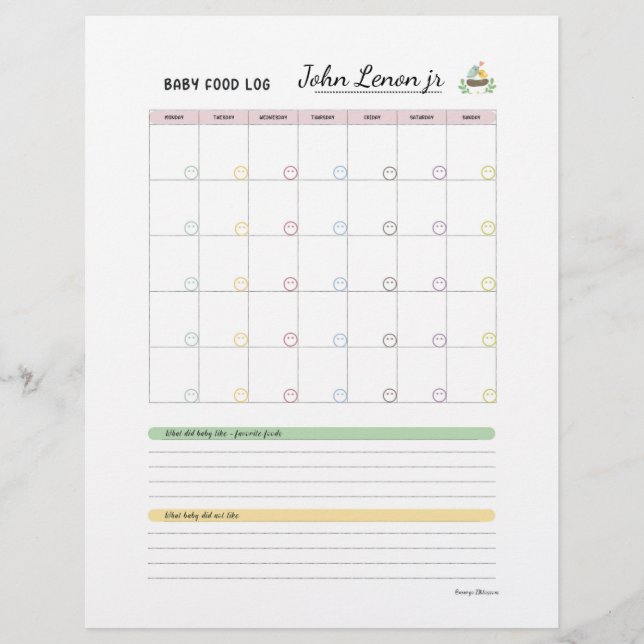 Baby First 100 foods- Baby Food Log by Margo (Front)