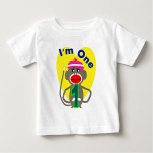 Baby First Birthday "I'm One" Sock Monkey Design T-Shirt