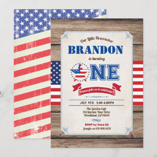 baby first birthday July 4th Independence Day Invitation
