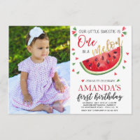 Baby first birthday melon photo card