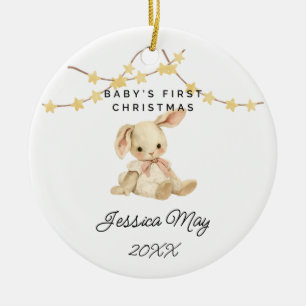 Baby First Christmas Animal Cute Baby Girl Rabbit Ceramic Tree Decoration