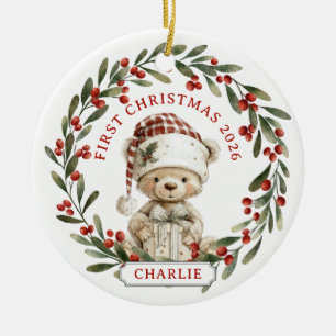 Baby First Christmas Ceramic Circle Ornament