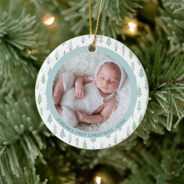 Baby First Christmas Christmas Trees Personalised Ceramic Tree Decoration (Tree)