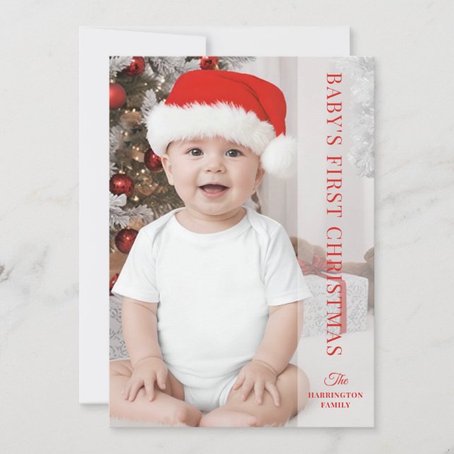 Baby First Christmas Classic Photo  Holiday Card (Front)