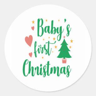 Baby first Christmas Classic Round Sticker