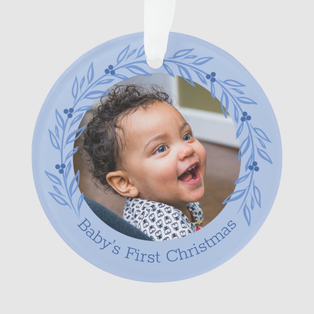 Baby First Christmas Custom Photo Ornament (Front)