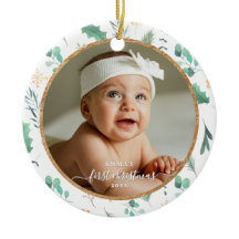 Baby First Christmas Custom Photo Watercolor