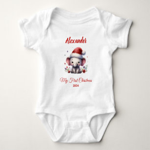 Baby first Christmas cute Elephant personalised Bodysuit