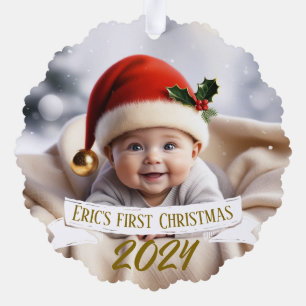 Baby First Christmas Cute Fox Tree Decoration Card