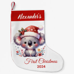 Baby first Christmas cute Koala Bear personalised Small Christmas Stocking
