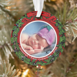 Baby first Christmas cute photo Ornament
