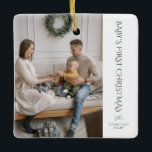 Baby First Christmas Family Photo Keepsake Ceramic Ornament<br><div class="desc">Mark this special milestone with a keepsake ornament to match your holiday cards. Personalise with your family photo and names — a timeless memory to hang on the tree year after year.</div>