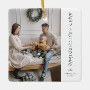 Baby First Christmas Family Photo Keepsake Ceramic Ornament