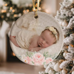 Baby first Christmas floral Ornament<br><div class="desc">Baby first Christmas floral Ornament.</div>