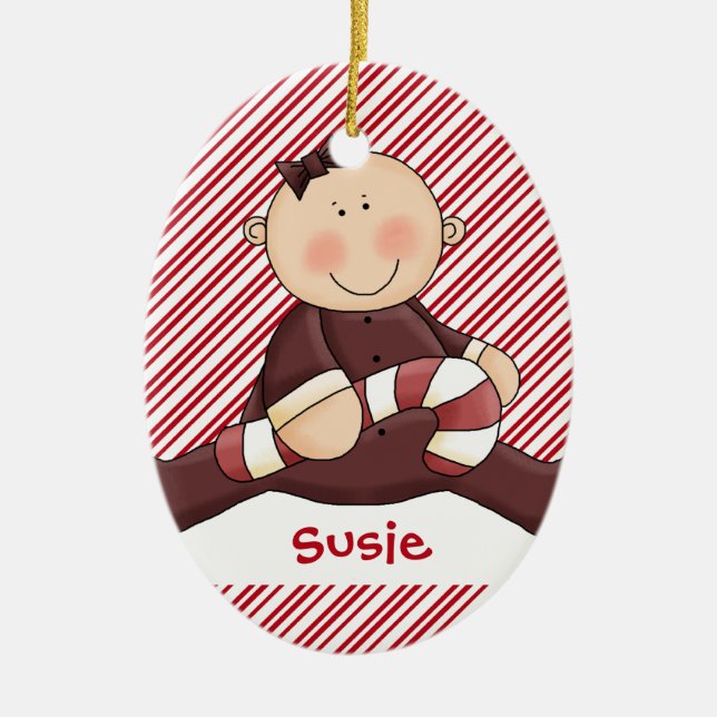 Baby First Christmas Girl Ceramic Tree Decoration (Front)