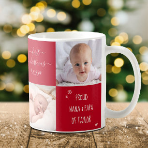 Baby First Christmas Grandparents 4 Photo Custom Coffee Mug