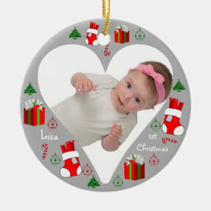 Baby First Christmas Insert Photo Ornament Heart