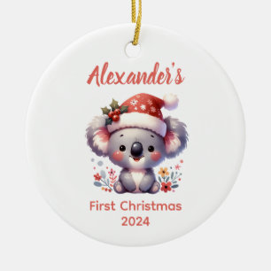 Baby first Christmas Koala Bear Animal Ceramic Tree Decoration