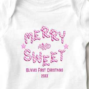 Baby First Christmas Merry and Sweet Candy Cane Bodysuit