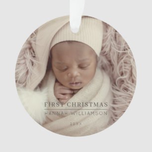 Baby First Christmas Modern Minimalist Photo Ornament