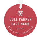 Baby First Christmas Modern Red Stripes Photo