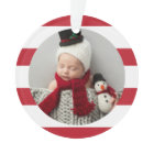 Baby First Christmas Modern Red Stripes Photo