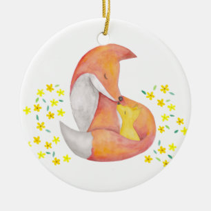 Baby First Christmas Personalised Ornament Fox Art