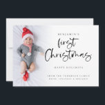 Baby First Christmas Photo 2026 Calendar Holiday Card<br><div class="desc">Baby First Christmas Photo 2026 Calendar. Available digitally and printed. Lovely to celebrate your baby's first Christmas. A playful set script for First Christmas and the rest of the text is easy to personalise. Replace the sample photo with your own. A gradient overlay layer is on top of your photo...</div>