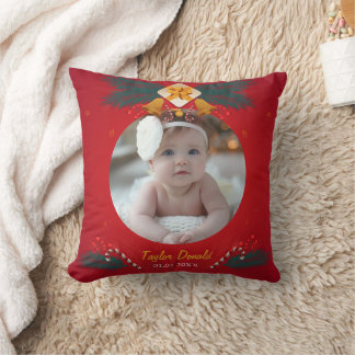 Baby First Christmas Photo and Name Cushion