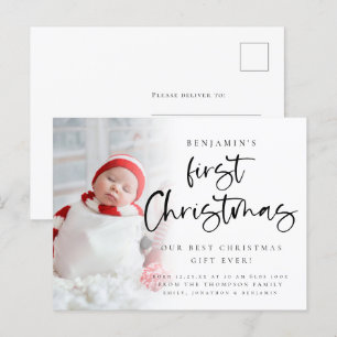 Baby First Christmas Photo Birth Announcement 