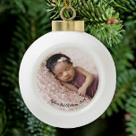 Baby First Christmas Photo Ceramic Ball Christmas Ornament<br><div class="desc">Personalise this modern elegant ornament with your favourite baby photo. Perfect baby's first Christmas photo keepsake gift.  Baby's first Christmas keepsake ornament can be customised with the baby's name,  the year,  and photo. Easy to customise text and text.</div>