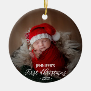 Baby First Christmas Photo Ceramic Tree Decoration