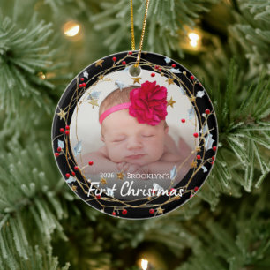 Baby First Christmas Photo Ceramic Tree Decoration