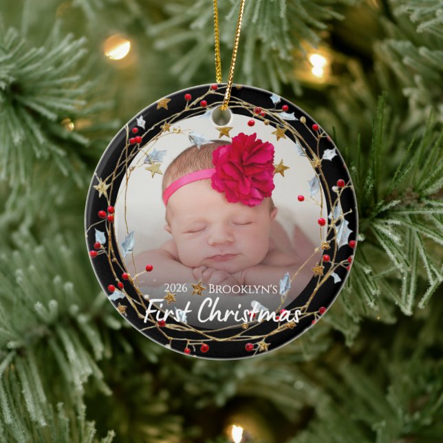 Baby First Christmas Photo Ceramic Tree Decoration (Tree)