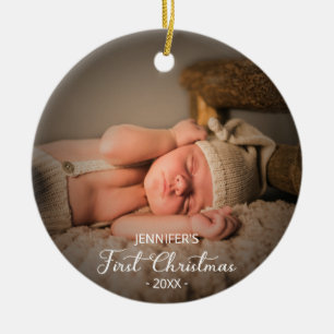 Baby First Christmas Photo Ceramic Tree Decoration
