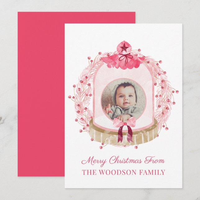 Baby First Christmas Photo Christmas Card (Front/Back)