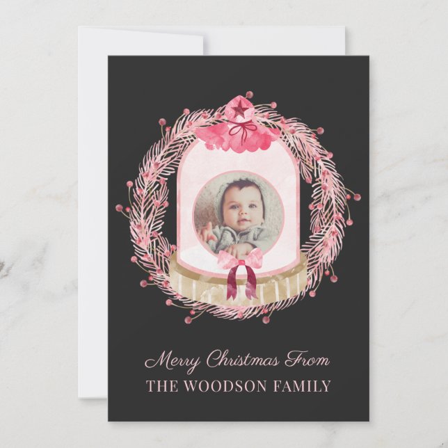 Baby First Christmas Photo Christmas Card (Front)