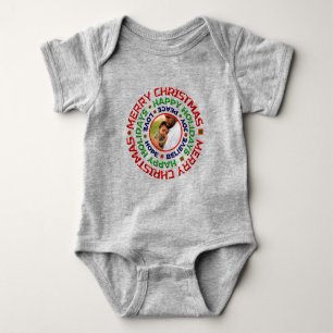 Baby First Christmas Photo Holiday Personalise Bodysuit