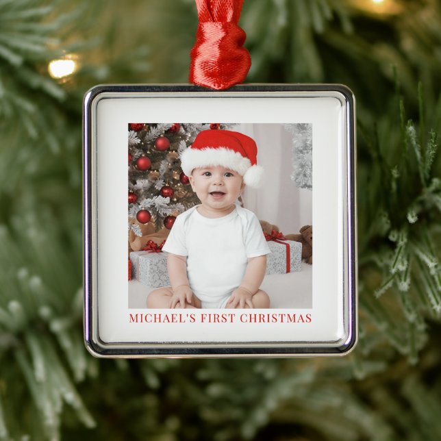 Baby First Christmas Photo Keepsake Metal Tree Decoration (Tree)