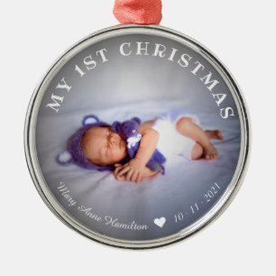 Baby First Christmas Photo Metal Tree Decoration