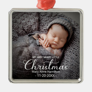 Baby First Christmas Photo Metal Tree Decoration