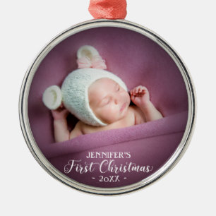 Baby First Christmas Photo Metal Tree Decoration