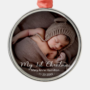 Baby First Christmas Photo Metal Tree Decoration