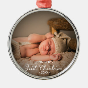Baby First Christmas Photo Metal Tree Decoration